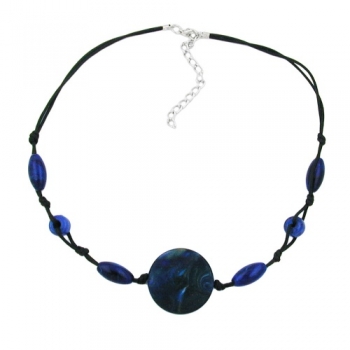 Halskette, Scheibe lapiz-blau-marmoriert, ohne Dekoration