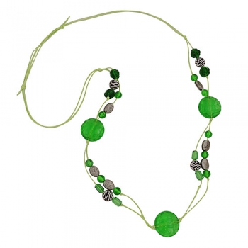 Halskette, Kroko-Perle grün-transparent, ohne Dekoration