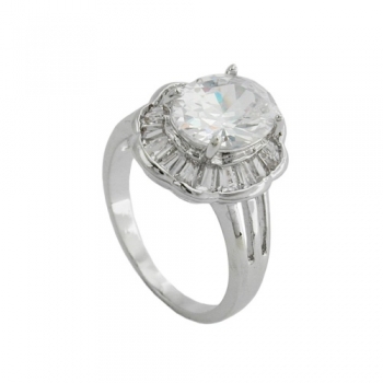 Ring, Blume mit weißen Zirkonias, ohne Dekoration