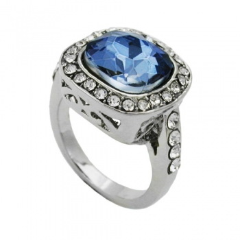 Ring, Glasstein blau, geschliffen, ohne Dekoration