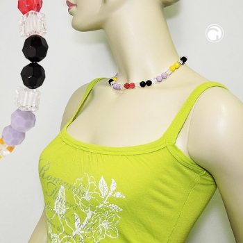 Halskette, Wabenperle multicolor, kristall, 42cm