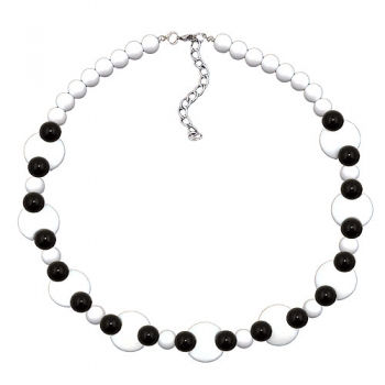 Kette 18mm Kunststoff Scheiben weiß Perle schwarz 42cm, ohne Dekoration