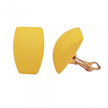 Clip Ohrring 27x17mm Trapez gelb matt Kunststoff-Bouton, ohne Dekoration