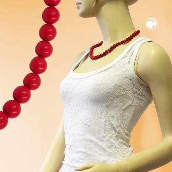 Halskette 8mm Kunststoffperlen rot-glänzend 50cm