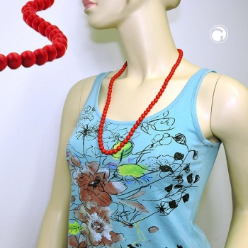 Halskette 8mm Kunststoffperlen rot-glänzend 70cm