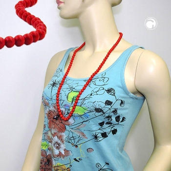 Halskette 8mm Kunststoffperlen rot-glänzend 80cm