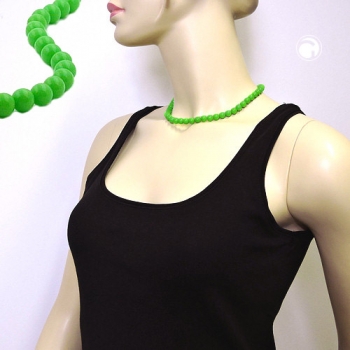 Halskette 8mm Kunststoffperlen hellgrün-glänzend 40cm