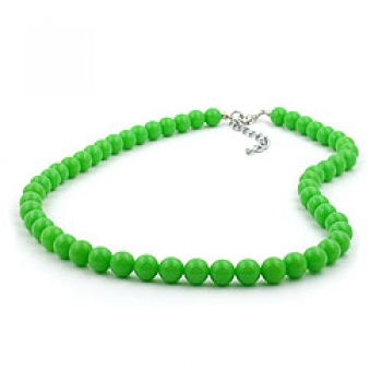 Halskette 8mm Kunststoffperlen hellgrün-glänzend 42cm, ohne Dekoration
