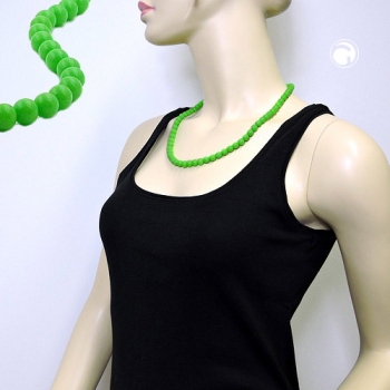 Halskette 8mm Kunststoffperlen hellgrün-glänzend 55cm