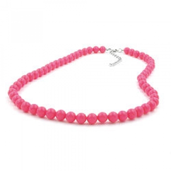 Halskette 8mm Kunststoffperlen rosa-pink-glänzend 45cm, ohne Dekoration