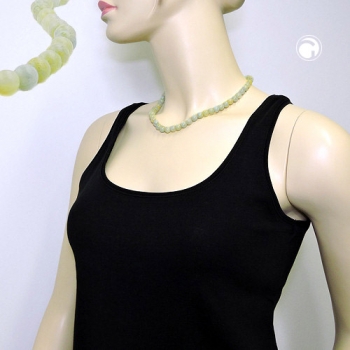 Halskette 8mm Kunststoffperlen türkis-grün-weiß-gelb marmoriert 45cm