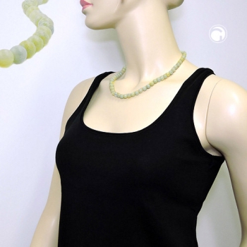 Halskette 8mm Kunststoffperlen türkis-grün-weiß-gelb marmoriert 50cm