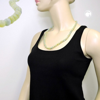 Halskette 8mm Kunststoffperlen türkis-grün-weiß-gelb marmoriert 60cm