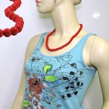 Halskette 10mm Kunststoffperlen rot-glänzend 55cm