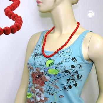 Halskette 10mm Kunststoffperlen rot-glänzend 70cm