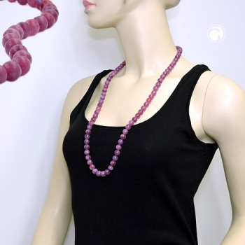 Halskette, Perlen 10mm flieder-violett