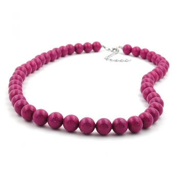 Halskette, Perlen 10mm violett-glänzend, ohne Dekoration