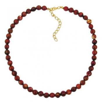 Halskette, Vierkantperle rot-marmoriert, ohne Dekoration