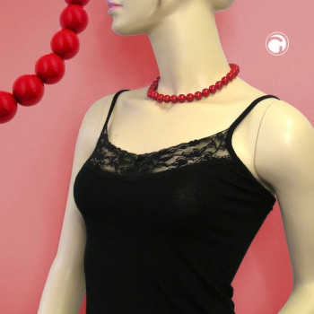 Halskette 12mm Kunststoffperlen rot glänzend 40cm