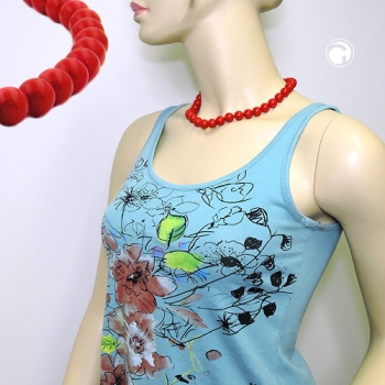 Halskette 12mm Kunststoffperlen rot glänzend 45cm