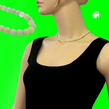 Halskette, 6mm Perlen türkis-grün-weiß, 42cm