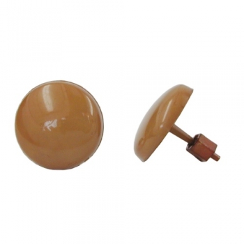 Ohrstecker Ohrring 13mm nougat karamel Kunststoff Vollplastik flach gewölbt, ohne Dekoration