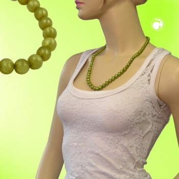 Halskette, verlaufend, seide-oliv