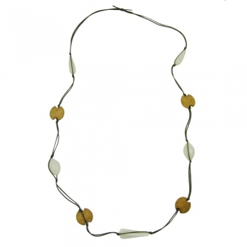 Halskette, oliv-mint, Doppelkordel oliv, ohne Dekoration