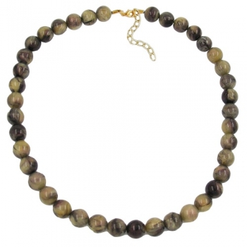 Halskette, Perlen oliv-marmoriert, ohne Dekoration