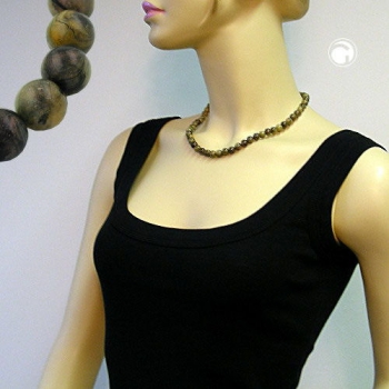 Halskette, Perlen oliv-marmoriert