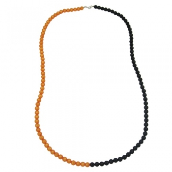 Kette, Perlenkette orange-schwarz, ohne Dekoration