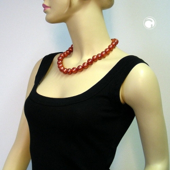 Halskette, Perlen 16mm, rost-seide