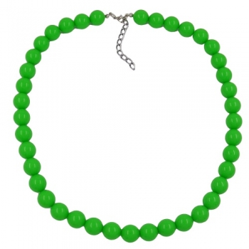 Halskette, Perlen 12mm, apfelgrün, 50cm, ohne Dekoration