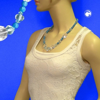 Halskette, hellblau-türkis, kristall