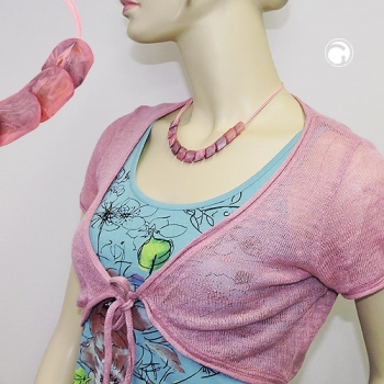 Halskette Schrägperle Kunststoff rosa-marmoriert-matt Kordel rosa 45cm