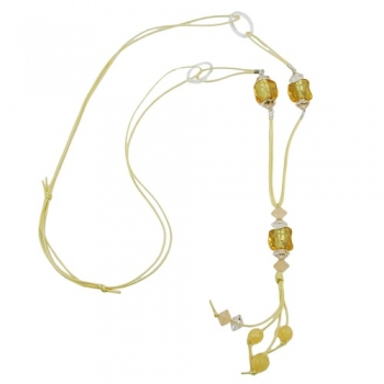 Halskette, Steinperle gelb-transparent, ohne Dekoration