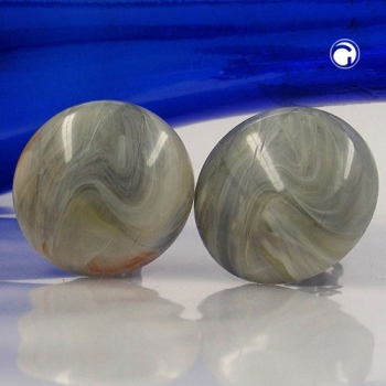 Clip Ohrclips 30mm Riss grau-beige-marmoriert glänzend Kunststoff-Bouton