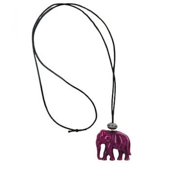 Halskette, Elefant, lila, altsilber, 90cm, ohne Dekoration