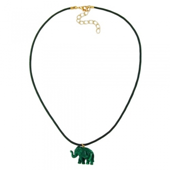 Halskette, Elefant mit Kordel grünton
