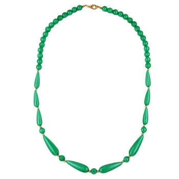 Halskette, Perlen Seide grün-seidig