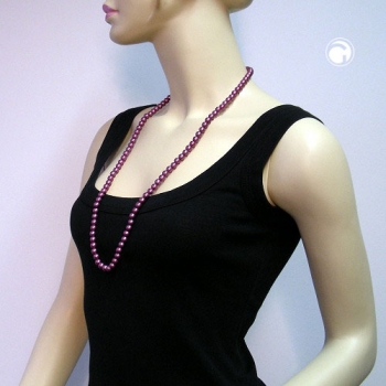 Halskette, Perle 8mm, lila-wachs