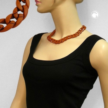 Halskette Flachpanzer Kettenglieder Kunststoff braun-glänzend 45cm