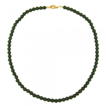 Halskette, 10er Perle, oliv matt, ohne Dekoration