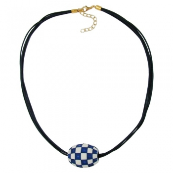 Halskette, Olive, elfenbein-blau, ohne Dekoration