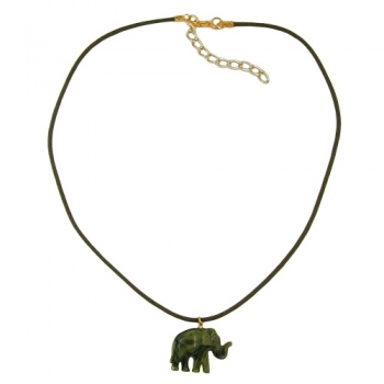 Halskette, kleiner Elefant, oliv-marmor, ohne Dekoration