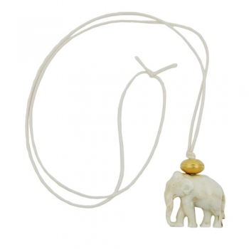 Kette, Elefant weiß-goldfarben-marmoriert, 90cm, ohne Dekoration