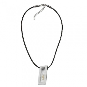 Halskette Kordelkette mit 43x18mm Anhänger Metall Netz mit Perlen 45cm, ohne Dekoration