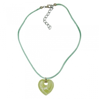 Halskette, Herz mit Loch, grün-weiß, ohne Dekoration