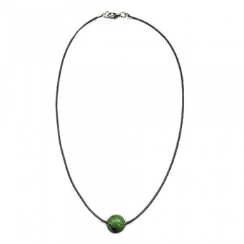 Halskette, Jeansperle grün, Kordel grün, ohne Dekoration