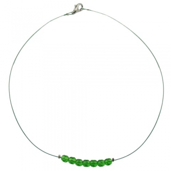 Halskette Drahtkette mit facettierten Glasperlen grün 40cm
